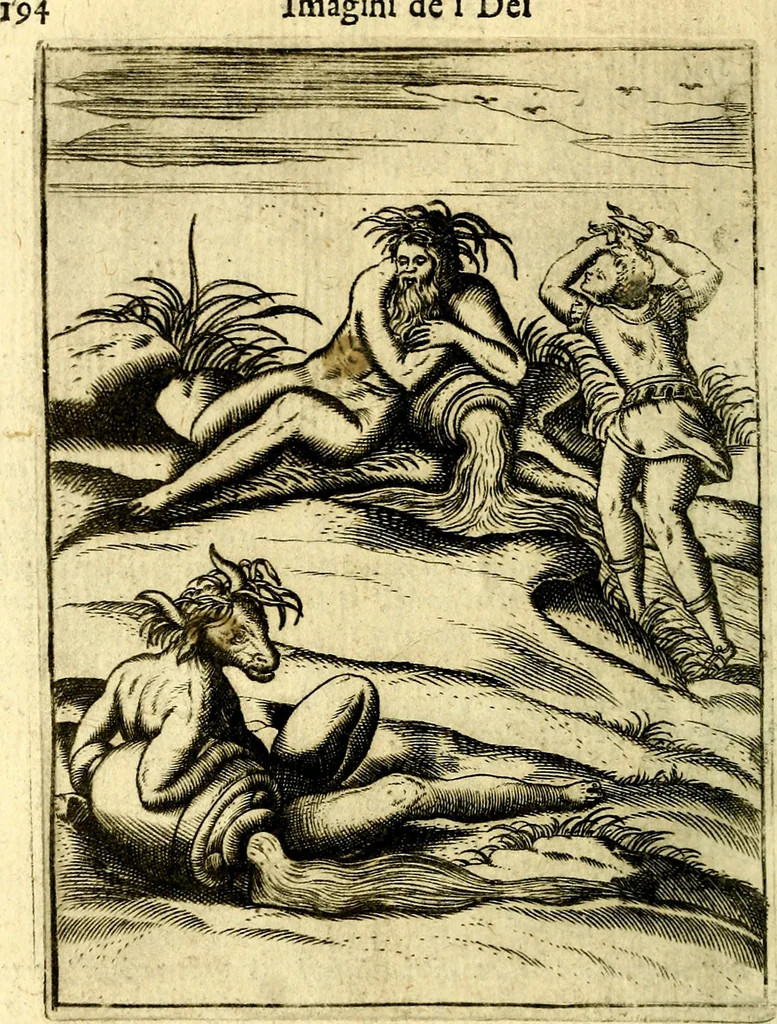 An illustration from Le imagini de gli dei de gli antichi del signor Vincenzo Cartari, reggiano : nelle quali sono descritte la religione de gli antichi, li idoli, riti & ceremonie loro ... et con l'espositione in epilogo di ciascheduna & suo significato : estrata dall' istesso Cartari per Cesare Malfatti .., 1625, leaf 229