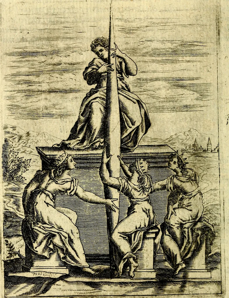 An illustration from Le imagini de gli dei de gli antichi del signor Vincenzo Cartari, reggiano : nelle quali sono descritte la religione de gli antichi, li idoli, riti & ceremonie loro ... et con l'espositione in epilogo di ciascheduna & suo significato : estrata dall' istesso Cartari per Cesare Malfatti .., 1625, leaf 257