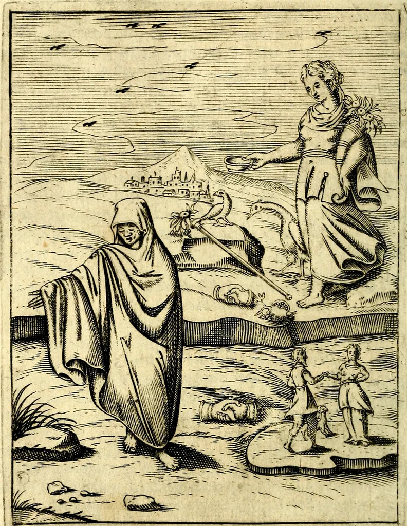 An illustration from Le imagini de gli dei de gli antichi del signor Vincenzo Cartari, reggiano : nelle quali sono descritte la religione de gli antichi, li idoli, riti & ceremonie loro ... et con l'espositione in epilogo di ciascheduna & suo significato : estrata dall' istesso Cartari per Cesare Malfatti .., 1625, leaf 271