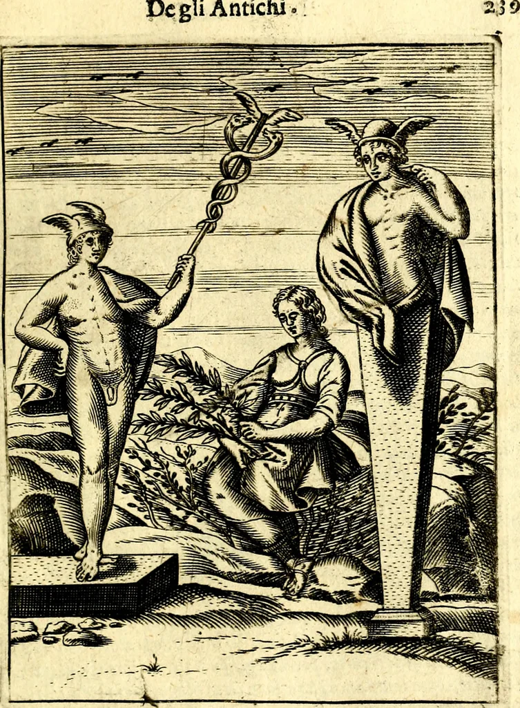 An illustration from Le imagini de gli dei de gli antichi del signor Vincenzo Cartari, reggiano : nelle quali sono descritte la religione de gli antichi, li idoli, riti & ceremonie loro ... et con l'espositione in epilogo di ciascheduna & suo significato : estrata dall' istesso Cartari per Cesare Malfatti .., 1625, leaf 274