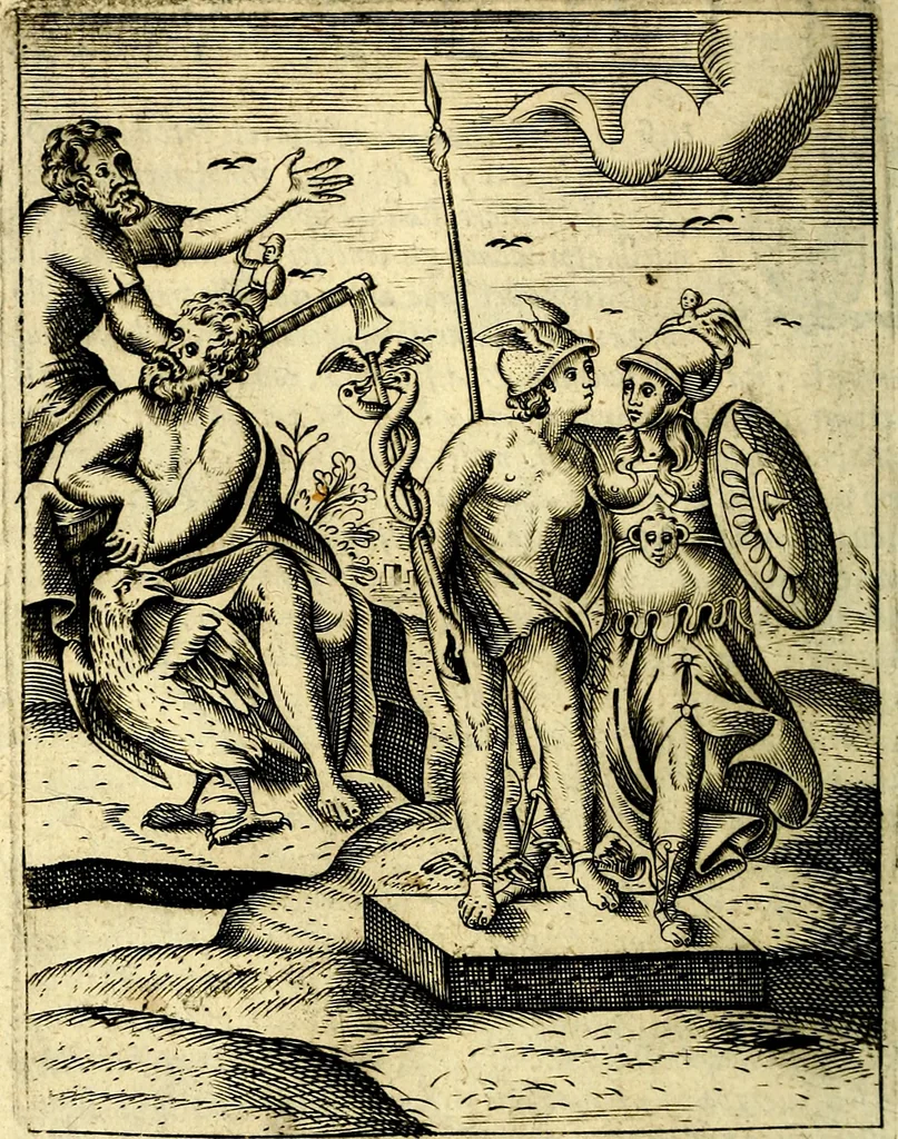 An illustration from Le imagini de gli dei de gli antichi del signor Vincenzo Cartari, reggiano : nelle quali sono descritte la religione de gli antichi, li idoli, riti & ceremonie loro ... et con l'espositione in epilogo di ciascheduna & suo significato : estrata dall' istesso Cartari per Cesare Malfatti .., 1625, leaf 299