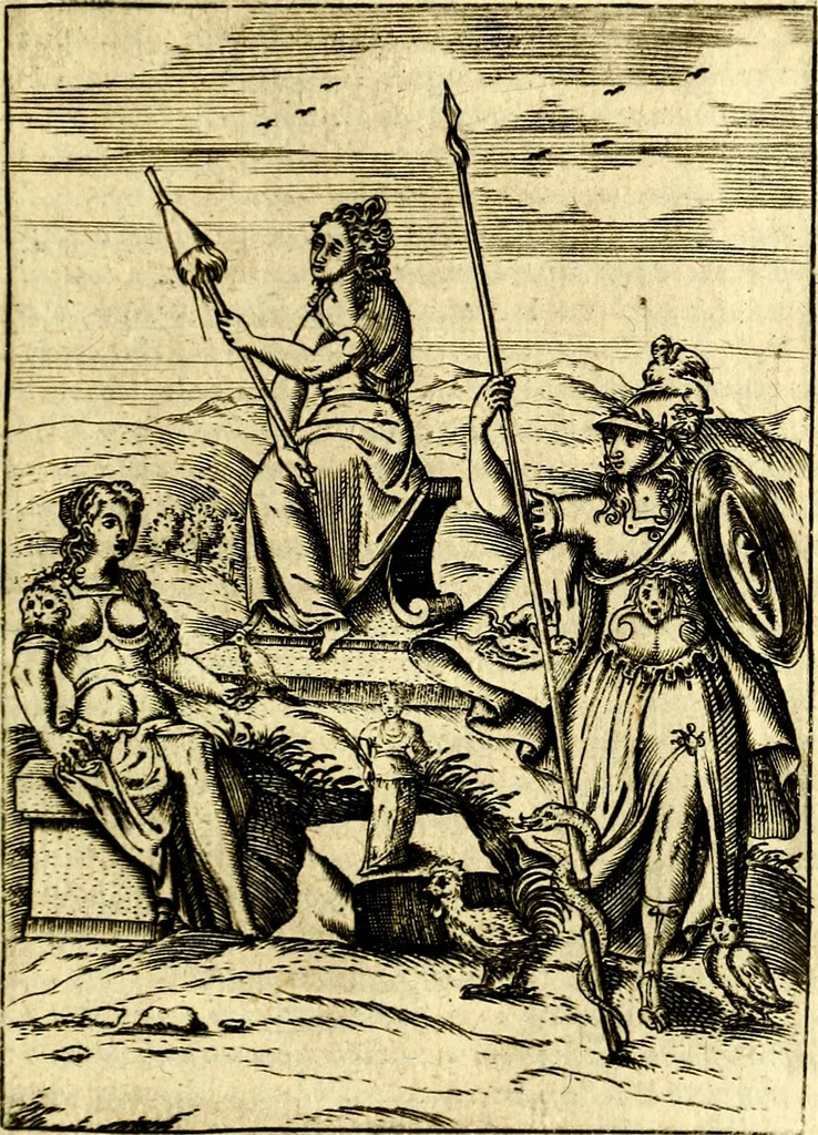 An illustration from Le imagini de gli dei de gli antichi del signor Vincenzo Cartari, reggiano : nelle quali sono descritte la religione de gli antichi, li idoli, riti & ceremonie loro ... et con l'espositione in epilogo di ciascheduna & suo significato : estrata dall' istesso Cartari per Cesare Malfatti .., 1625, leaf 304