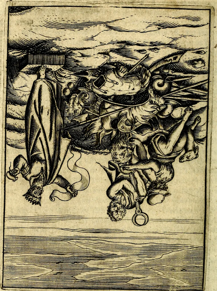 An illustration from Le imagini de gli dei de gli antichi del signor Vincenzo Cartari, reggiano : nelle quali sono descritte la religione de gli antichi, li idoli, riti & ceremonie loro ... et con l'espositione in epilogo di ciascheduna & suo significato : estrata dall' istesso Cartari per Cesare Malfatti .., 1625, leaf 321