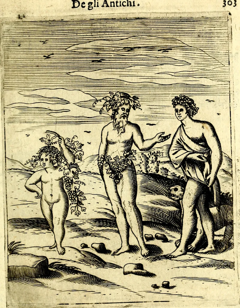 An illustration from Le imagini de gli dei de gli antichi del signor Vincenzo Cartari, reggiano : nelle quali sono descritte la religione de gli antichi, li idoli, riti & ceremonie loro ... et con l'espositione in epilogo di ciascheduna & suo significato : estrata dall' istesso Cartari per Cesare Malfatti .., 1625, leaf 338