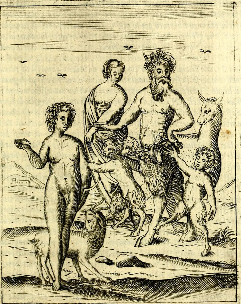 An illustration from Le imagini de gli dei de gli antichi del signor Vincenzo Cartari, reggiano : nelle quali sono descritte la religione de gli antichi, li idoli, riti & ceremonie loro ... et con l'espositione in epilogo di ciascheduna & suo significato : estrata dall' istesso Cartari per Cesare Malfatti .., 1625, leaf 342