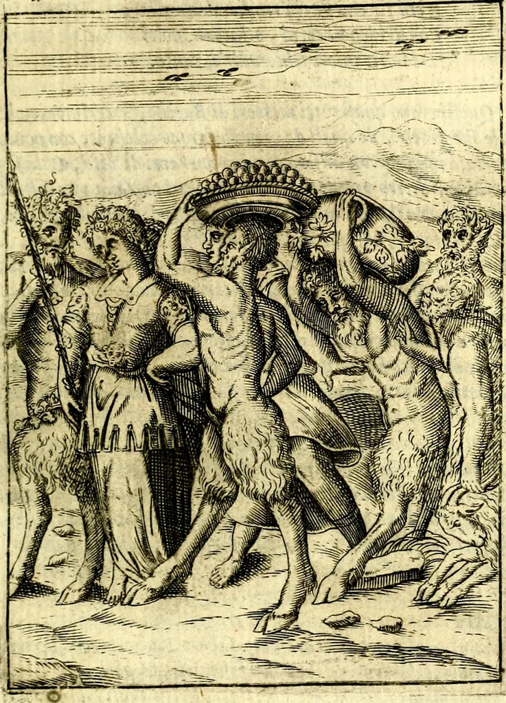 An illustration from Le imagini de gli dei de gli antichi del signor Vincenzo Cartari, reggiano : nelle quali sono descritte la religione de gli antichi, li idoli, riti & ceremonie loro ... et con l'espositione in epilogo di ciascheduna & suo significato : estrata dall' istesso Cartari per Cesare Malfatti .., 1625, leaf 346