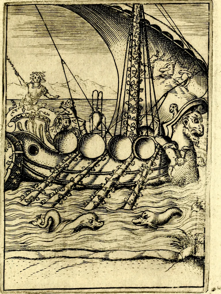 An illustration from Le imagini de gli dei de gli antichi del signor Vincenzo Cartari, reggiano : nelle quali sono descritte la religione de gli antichi, li idoli, riti & ceremonie loro ... et con l'espositione in epilogo di ciascheduna & suo significato : estrata dall' istesso Cartari per Cesare Malfatti .., 1625, leaf 352