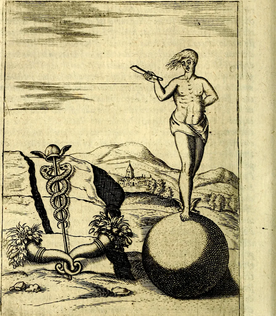 An illustration from Le imagini de gli dei de gli antichi del signor Vincenzo Cartari, reggiano : nelle quali sono descritte la religione de gli antichi, li idoli, riti & ceremonie loro ... et con l'espositione in epilogo di ciascheduna & suo significato : estrata dall' istesso Cartari per Cesare Malfatti .., 1625, leaf 389