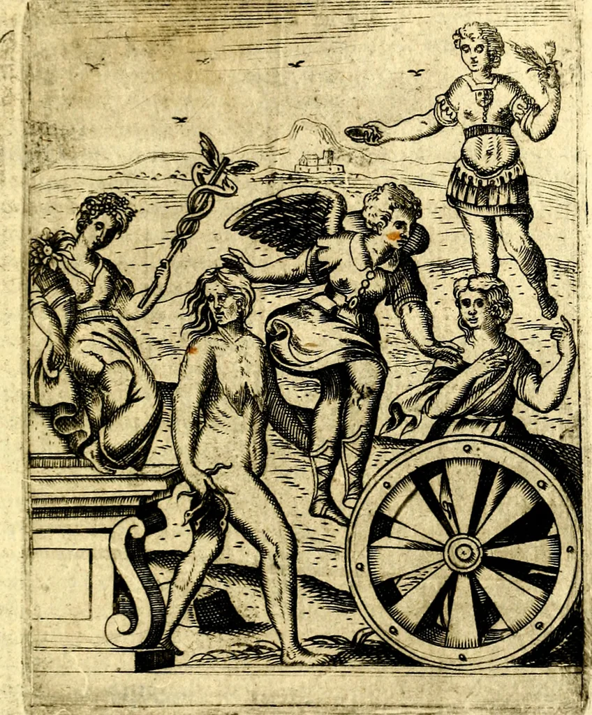An illustration from Le imagini de gli dei de gli antichi del signor Vincenzo Cartari, reggiano : nelle quali sono descritte la religione de gli antichi, li idoli, riti & ceremonie loro ... et con l'espositione in epilogo di ciascheduna & suo significato : estrata dall' istesso Cartari per Cesare Malfatti .., 1625, leaf 392