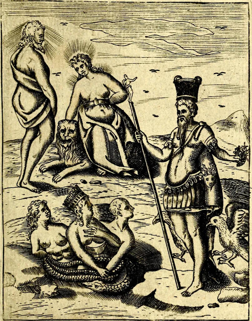 An illustration from Le imagini de gli dei de gli antichi del signor Vincenzo Cartari, reggiano : nelle quali sono descritte la religione de gli antichi, li idoli, riti & ceremonie loro ... et con l'espositione in epilogo di ciascheduna & suo significato : estrata dall' istesso Cartari per Cesare Malfatti .., 1625, leaf 88