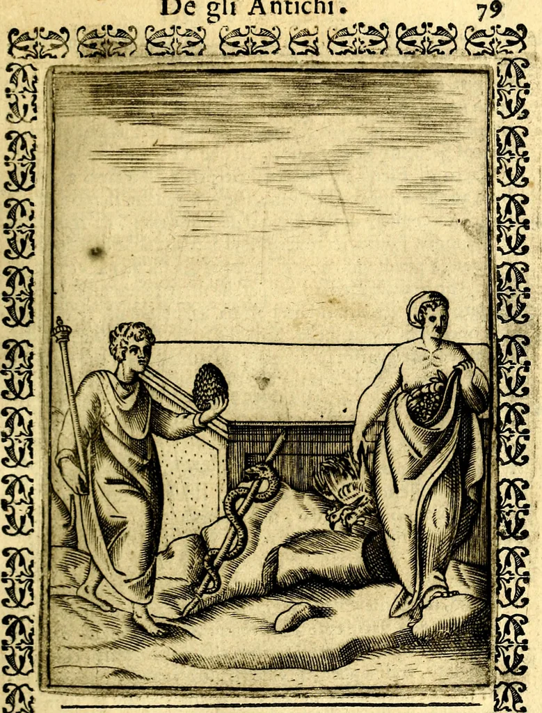 An illustration from Le imagini dei degli antichi, 1608, leaf 124