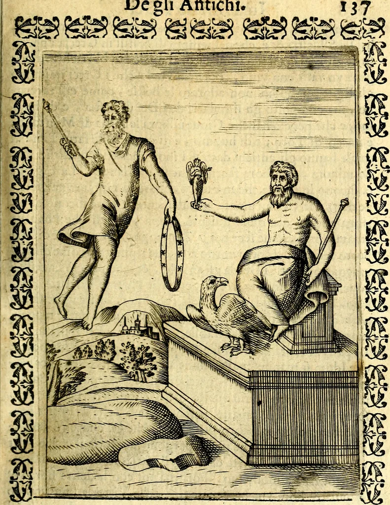 An illustration from Le imagini dei degli antichi, 1608, leaf 182