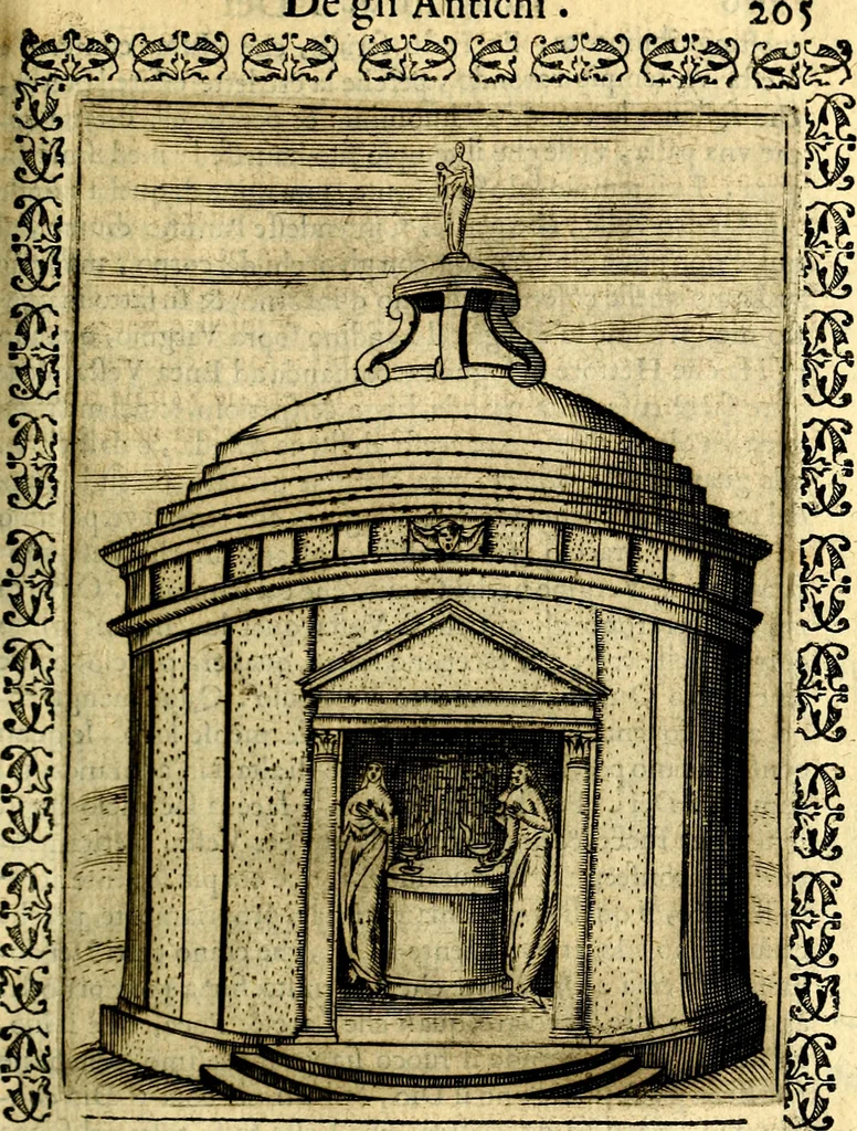 An illustration from Le imagini dei degli antichi, 1608, leaf 250
