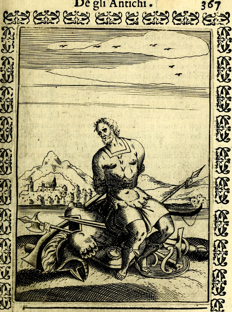 An illustration from Le imagini dei degli antichi, 1608, leaf 412