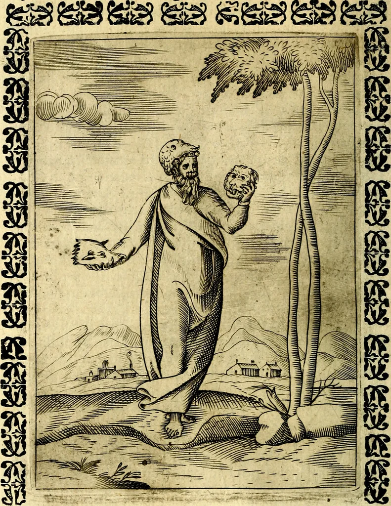 An illustration from Le imagini dei degli antichi, 1608, leaf 77