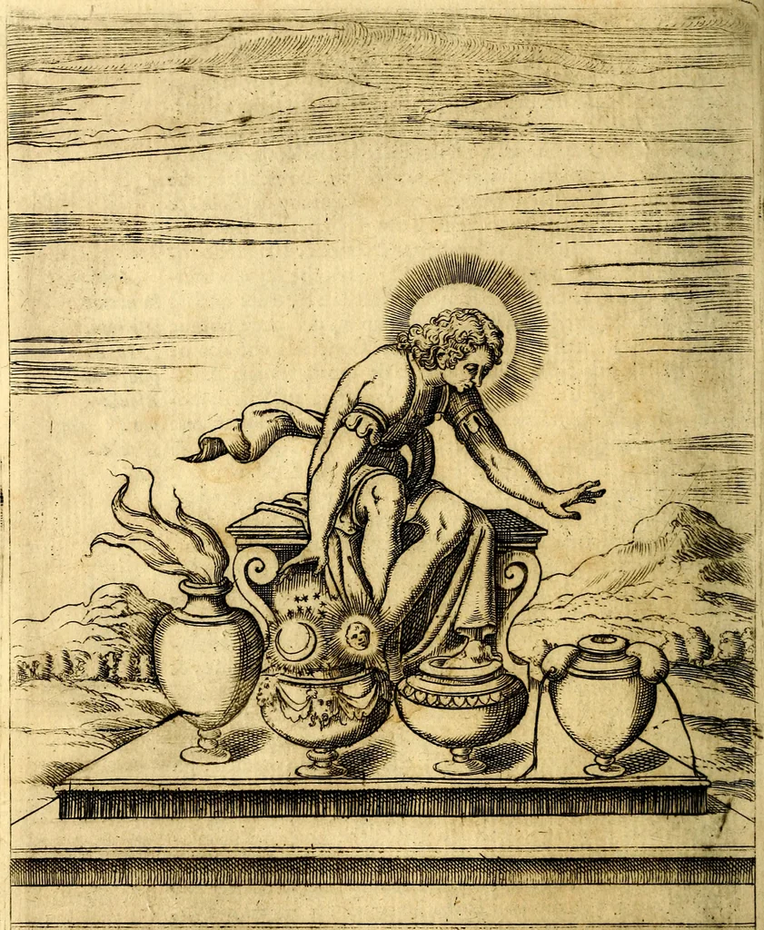 An illustration from Le imagini de i dei de gli antichi : nelle qvali si contengono gl' idoli, i riti, le cerimonie, & altre cose appartenenti alla religione de gli antichi, 1592, leaf 111