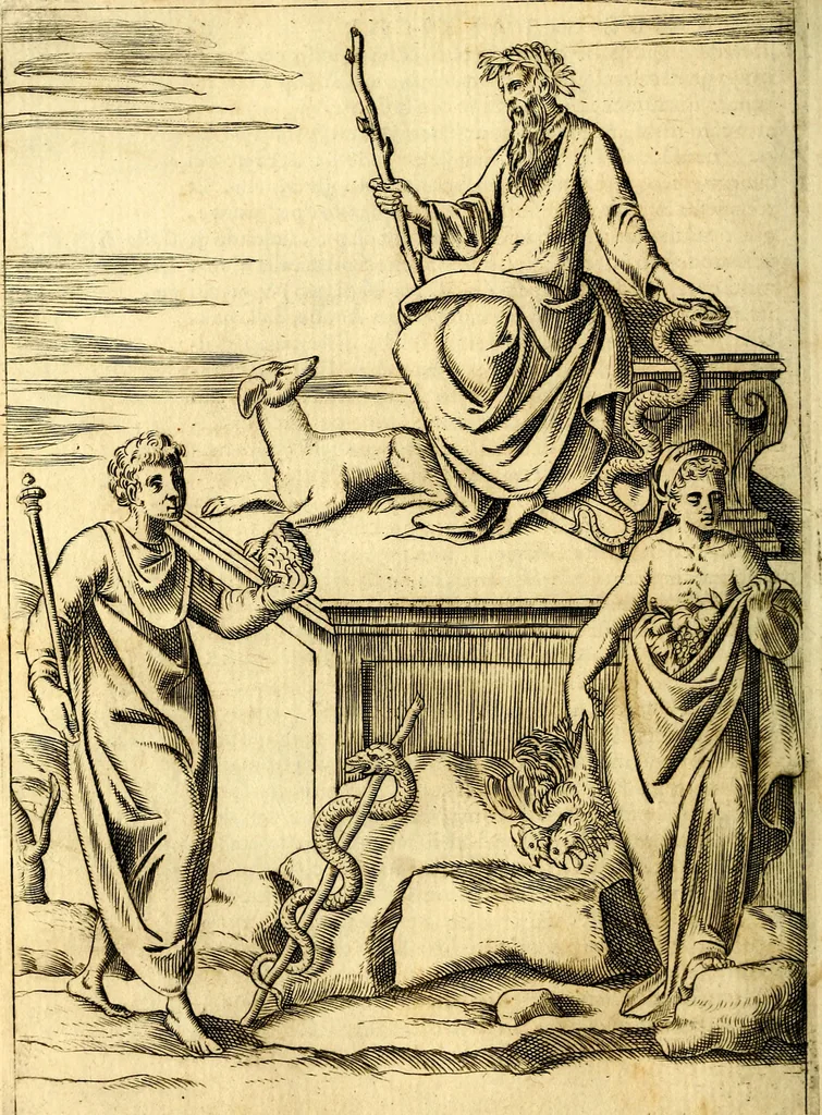 An illustration from Le imagini de i dei de gli antichi : nelle qvali si contengono gl' idoli, i riti, le cerimonie, & altre cose appartenenti alla religione de gli antichi, 1592, leaf 113