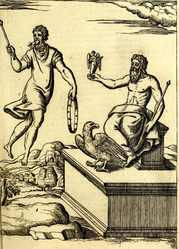 An illustration from Le imagini de i dei de gli antichi : nelle qvali si contengono gl' idoli, i riti, le cerimonie, & altre cose appartenenti alla religione de gli antichi, 1592, leaf 166