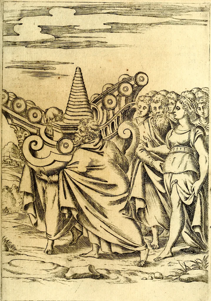 An illustration from Le imagini de i dei de gli antichi : nelle qvali si contengono gl' idoli, i riti, le cerimonie, & altre cose appartenenti alla religione de gli antichi, 1592, leaf 180