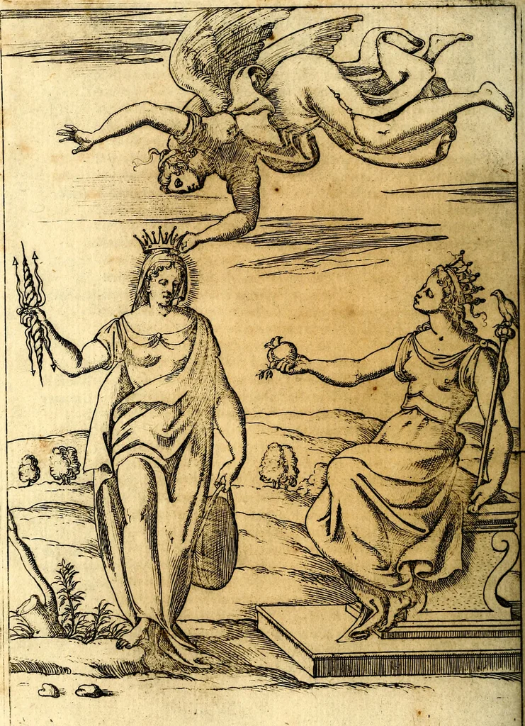 An illustration from Le imagini de i dei de gli antichi : nelle qvali si contengono gl' idoli, i riti, le cerimonie, & altre cose appartenenti alla religione de gli antichi, 1592, leaf 191
