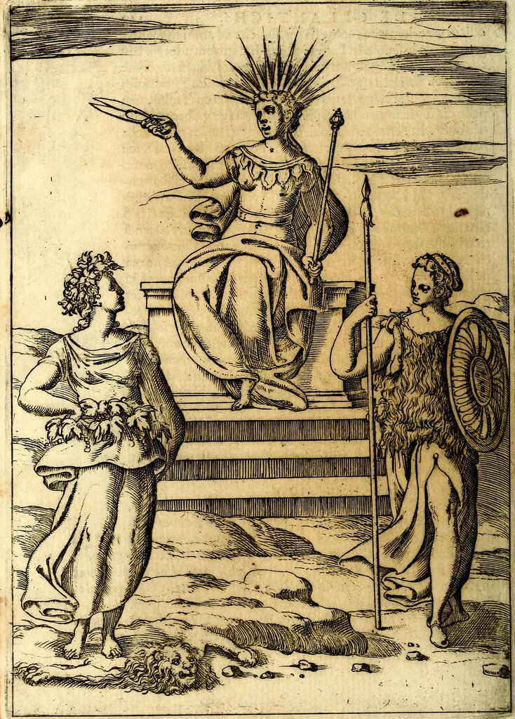 An illustration from Le imagini de i dei de gli antichi : nelle qvali si contengono gl' idoli, i riti, le cerimonie, & altre cose appartenenti alla religione de gli antichi, 1592, leaf 201