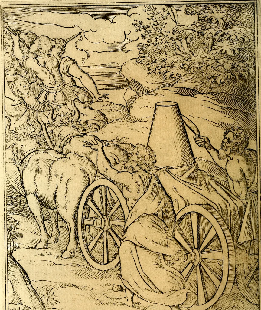 An illustration from Le imagini de i dei de gli antichi : nelle qvali si contengono gl' idoli, i riti, le cerimonie, & altre cose appartenenti alla religione de gli antichi, 1592, leaf 219