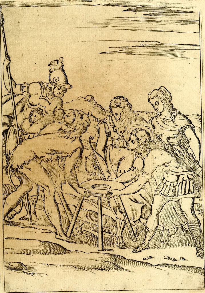 An illustration from Le imagini de i dei de gli antichi : nelle qvali si contengono gl' idoli, i riti, le cerimonie, & altre cose appartenenti alla religione de gli antichi, 1592, leaf 334
