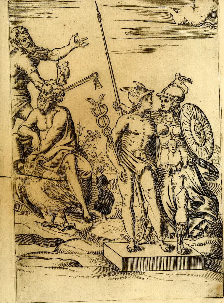 An illustration from Le imagini de i dei de gli antichi : nelle qvali si contengono gl' idoli, i riti, le cerimonie, & altre cose appartenenti alla religione de gli antichi, 1592, leaf 338