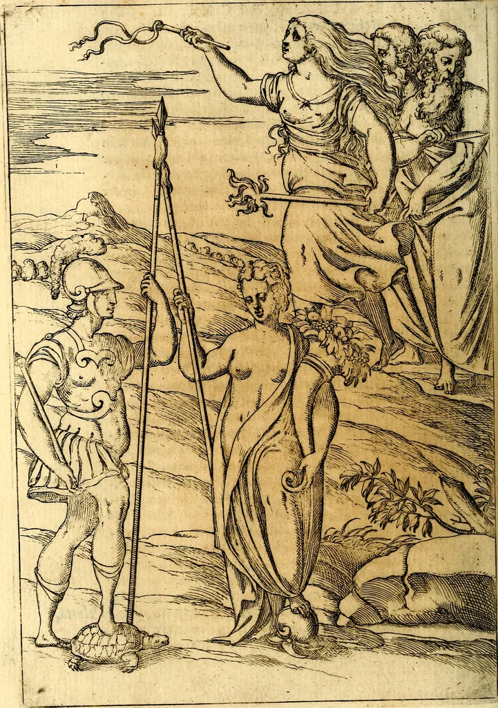 An illustration from Le imagini de i dei de gli antichi : nelle qvali si contengono gl' idoli, i riti, le cerimonie, & altre cose appartenenti alla religione de gli antichi, 1592, leaf 347