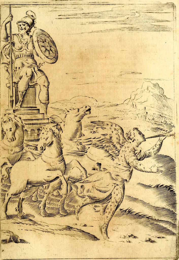 An illustration from Le imagini de i dei de gli antichi : nelle qvali si contengono gl' idoli, i riti, le cerimonie, & altre cose appartenenti alla religione de gli antichi, 1592, leaf 368