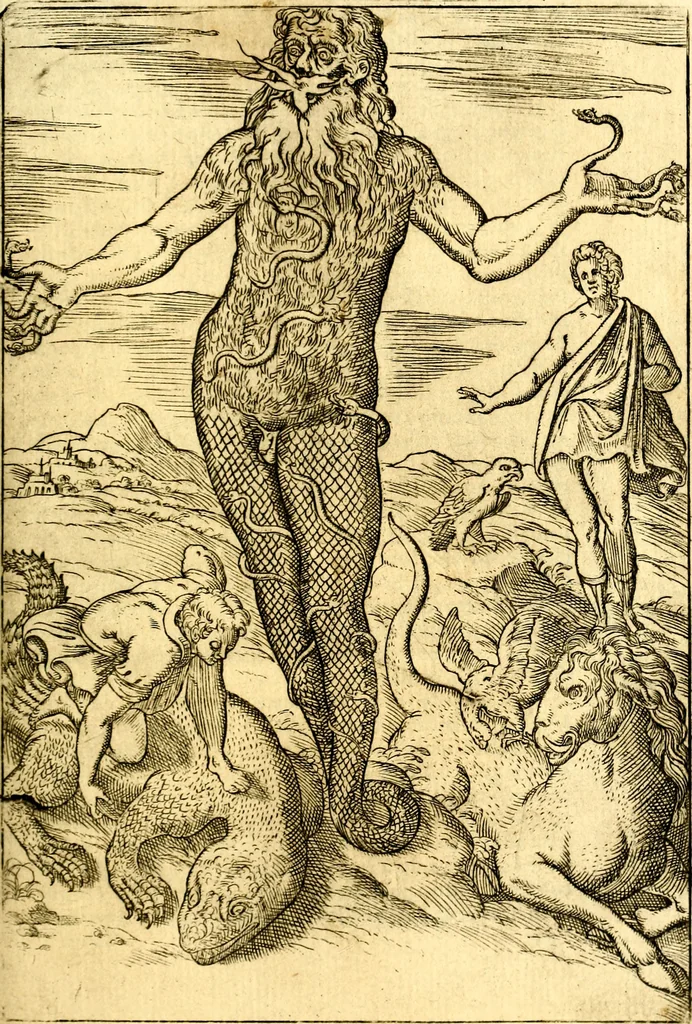 An illustration from Le imagini de i dei de gli antichi : nelle qvali si contengono gl' idoli, i riti, le cerimonie, & altre cose appartenenti alla religione de gli antichi, 1592, leaf 402