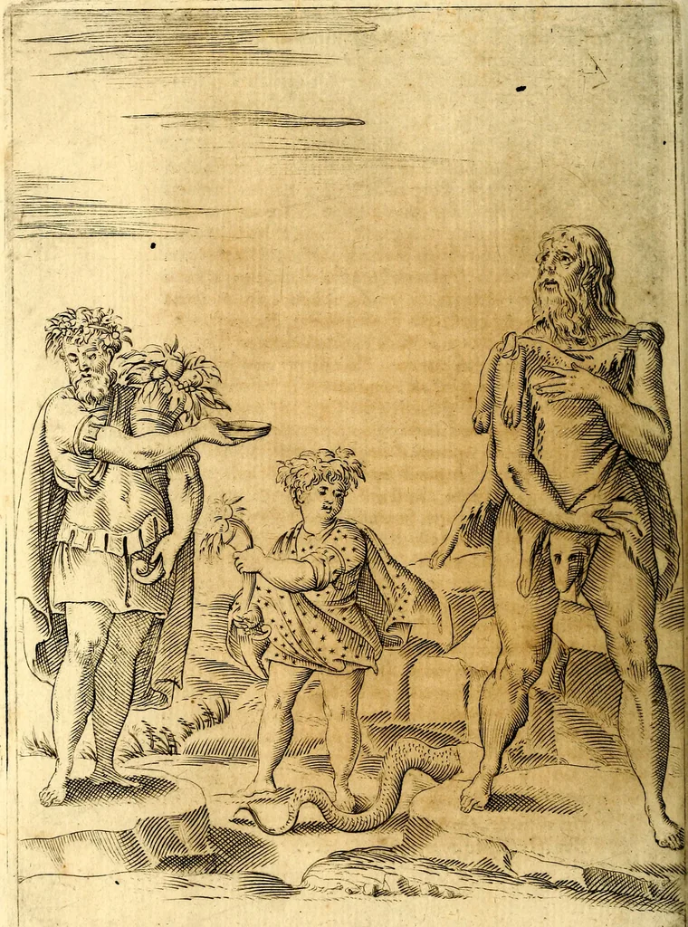 An illustration from Le imagini de i dei de gli antichi : nelle qvali si contengono gl' idoli, i riti, le cerimonie, & altre cose appartenenti alla religione de gli antichi, 1592, leaf 415