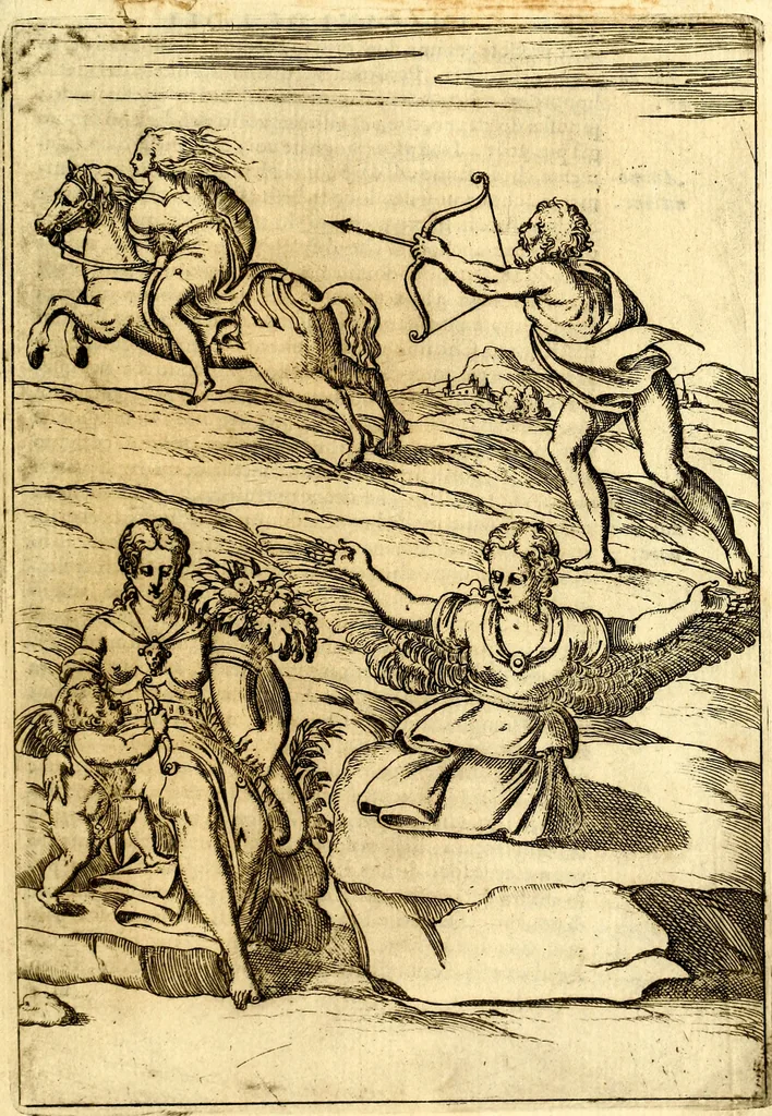 An illustration from Le imagini de i dei de gli antichi : nelle qvali si contengono gl' idoli, i riti, le cerimonie, & altre cose appartenenti alla religione de gli antichi, 1592, leaf 436