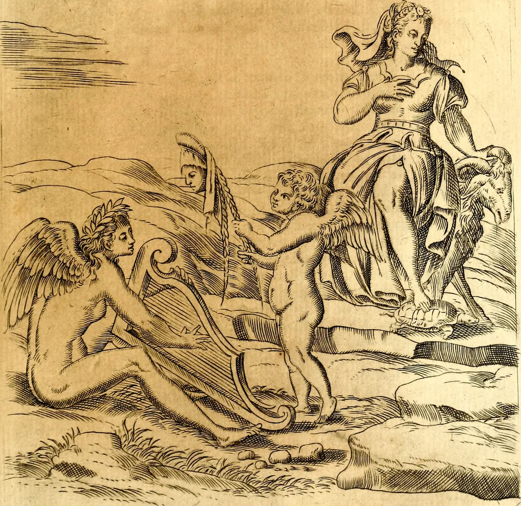 An illustration from Le imagini de i dei de gli antichi : nelle qvali si contengono gl' idoli, i riti, le cerimonie, & altre cose appartenenti alla religione de gli antichi, 1592, leaf 486
