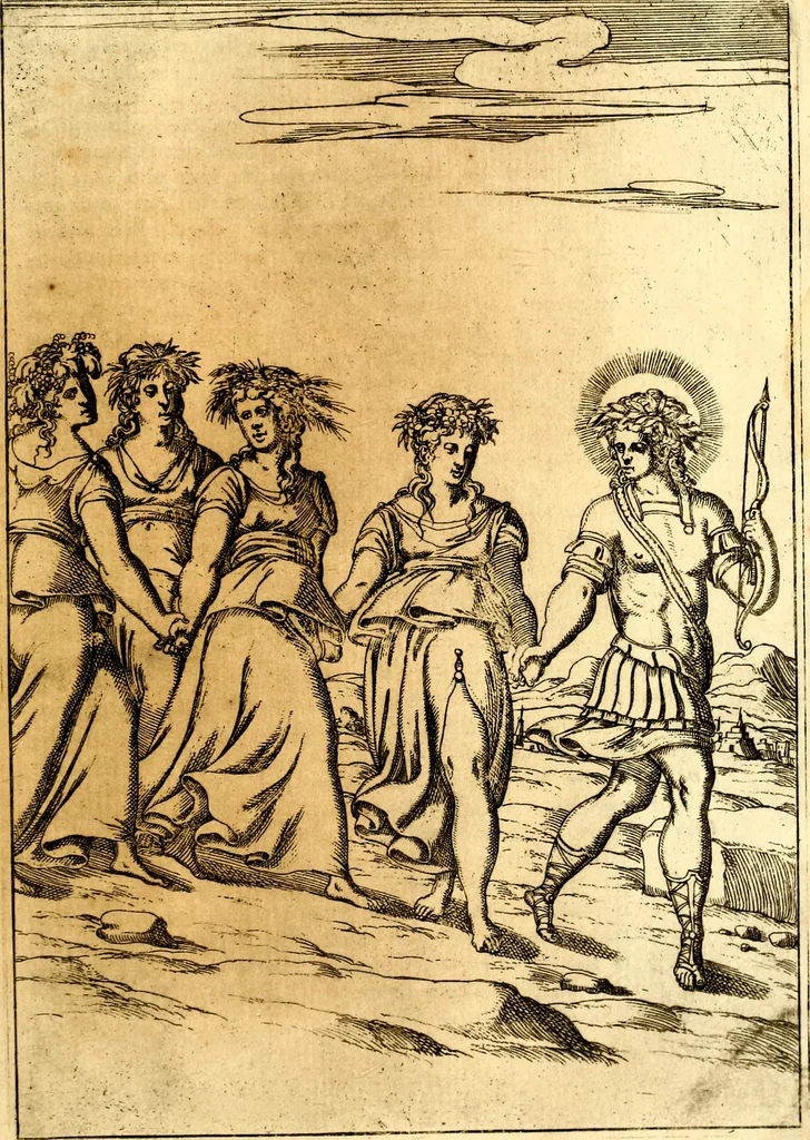 An illustration from Le imagini de i dei de gli antichi : nelle qvali si contengono gl' idoli, i riti, le cerimonie, & altre cose appartenenti alla religione de gli antichi, 1592, leaf 502