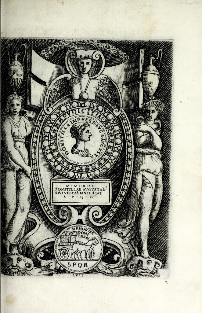 An illustration from Le imagini delle donne avgvste intagliate in istampa di rame : con le vite, et ispositioni di Enea Vico sopra i riversi delle loro medaglie antiche, 1600, leaf 105