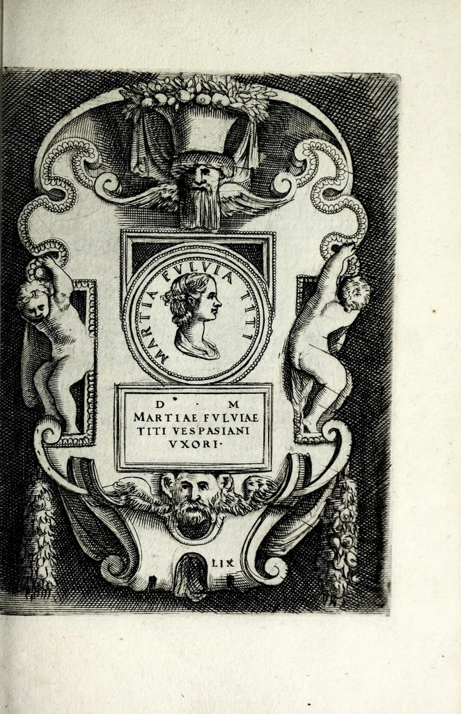 An illustration from Le imagini delle donne avgvste intagliate in istampa di rame : con le vite, et ispositioni di Enea Vico sopra i riversi delle loro medaglie antiche, 1600, leaf 109