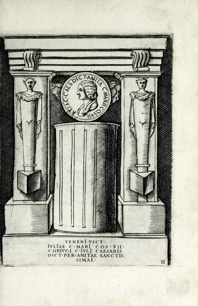 An illustration from Le imagini delle donne avgvste intagliate in istampa di rame : con le vite, et ispositioni di Enea Vico sopra i riversi delle loro medaglie antiche, 1600, leaf 13