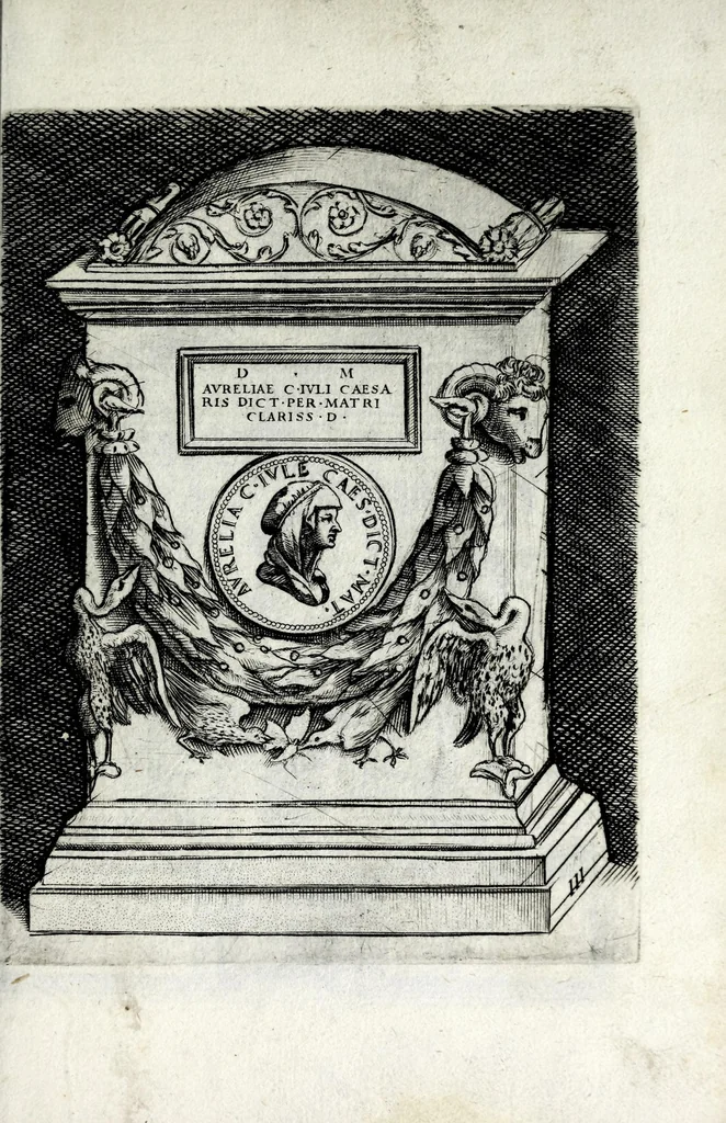 An illustration from Le imagini delle donne avgvste intagliate in istampa di rame : con le vite, et ispositioni di Enea Vico sopra i riversi delle loro medaglie antiche, 1600, leaf 15