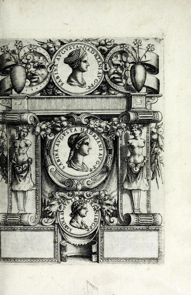 An illustration from Le imagini delle donne avgvste intagliate in istampa di rame : con le vite, et ispositioni di Enea Vico sopra i riversi delle loro medaglie antiche, 1600, leaf 17