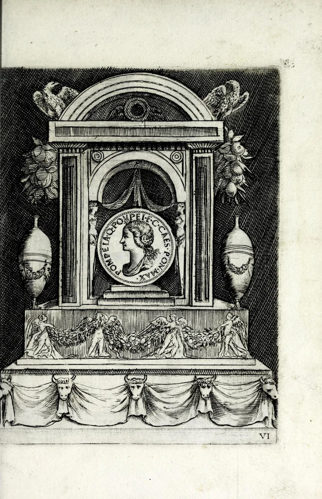 An illustration from Le imagini delle donne avgvste intagliate in istampa di rame : con le vite, et ispositioni di Enea Vico sopra i riversi delle loro medaglie antiche, 1600, leaf 21