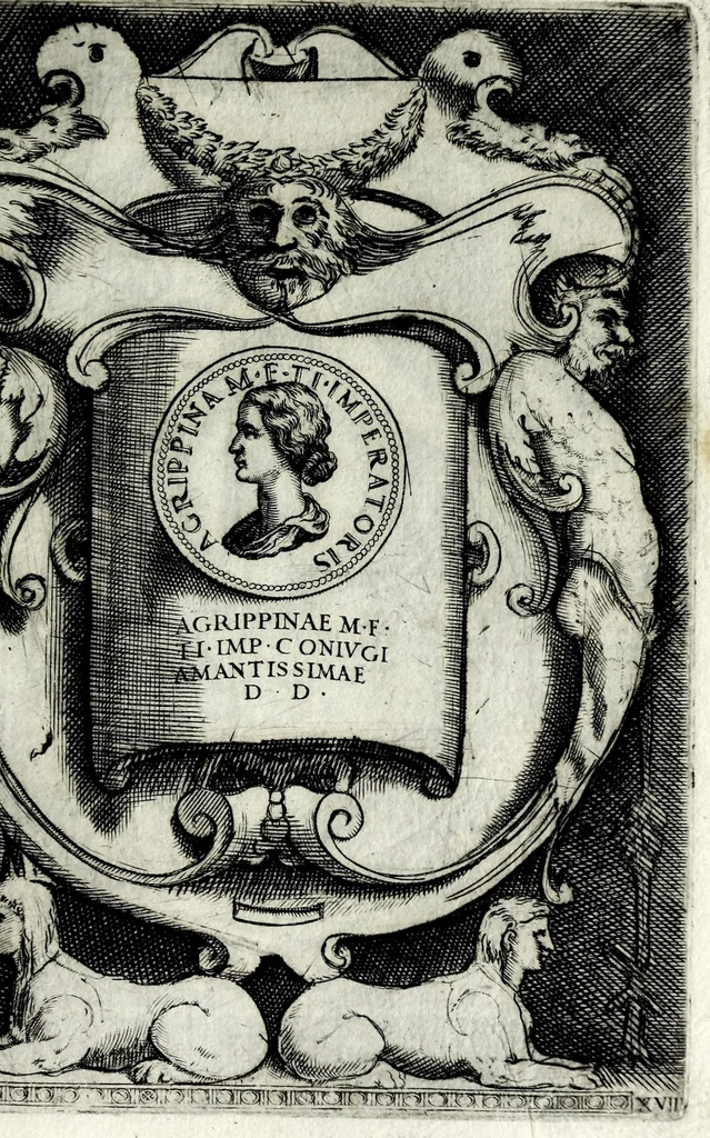 An illustration from Le imagini delle donne avgvste intagliate in istampa di rame : con le vite, et ispositioni di Enea Vico sopra i riversi delle loro medaglie antiche, 1600, leaf 43