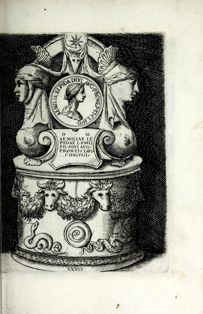 An illustration from Le imagini delle donne avgvste intagliate in istampa di rame : con le vite, et ispositioni di Enea Vico sopra i riversi delle loro medaglie antiche, 1600, leaf 81