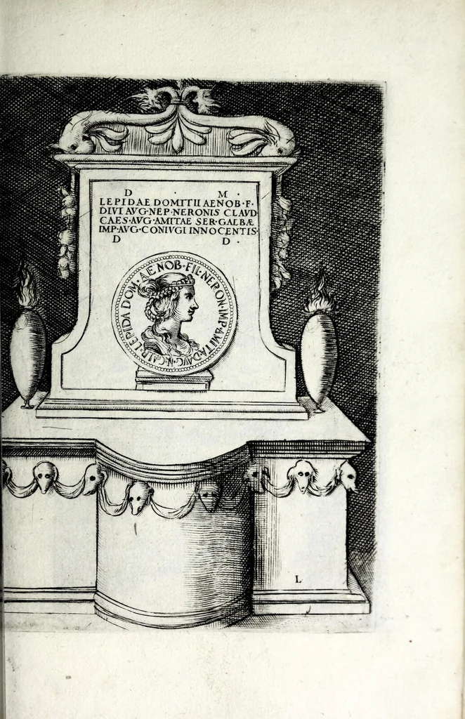 An illustration from Le imagini delle donne avgvste intagliate in istampa di rame : con le vite, et ispositioni di Enea Vico sopra i riversi delle loro medaglie antiche, 1600, leaf 93