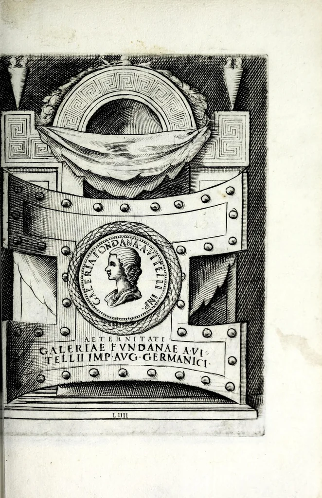 An illustration from Le imagini delle donne avgvste intagliate in istampa di rame : con le vite, et ispositioni di Enea Vico sopra i riversi delle loro medaglie antiche, 1600, leaf 99
