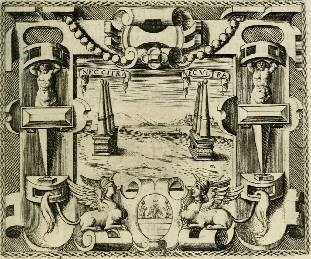An illustration from Le imprese illustri : con espositioni et discorsi del Sor Ieronimo Ruscelli : al serenissimo et sempre felicissimo re Catolico Filippo D'Austaria : con la giunta di altre imprese tutto riordinato et corretto da Fran.co Patritio, 1572, leaf 230