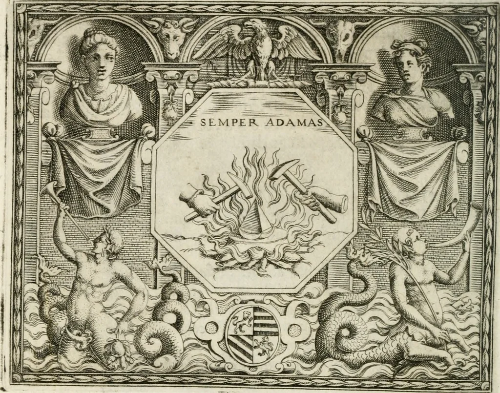 An illustration from Le imprese illustri : con espositioni et discorsi del Sor Ieronimo Ruscelli : al serenissimo et sempre felicissimo re Catolico Filippo D'Austaria : con la giunta di altre imprese tutto riordinato et corretto da Fran.co Patritio, 1572, leaf 233