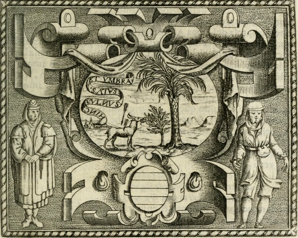 An illustration from Le imprese illustri : con espositioni et discorsi del Sor Ieronimo Ruscelli : al serenissimo et sempre felicissimo re Catolico Filippo D'Austaria : con la giunta di altre imprese tutto riordinato et corretto da Fran.co Patritio, 1572, leaf 268