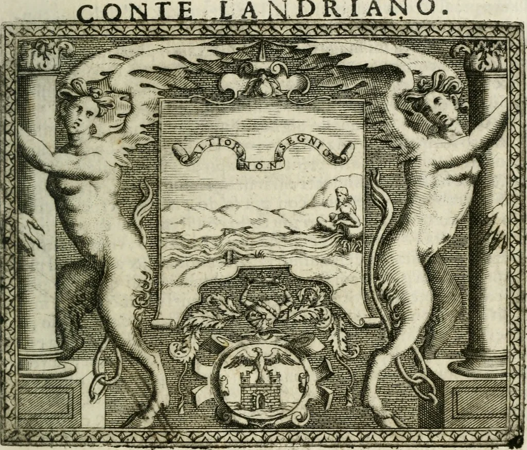 An illustration from Le imprese illustri : con espositioni et discorsi del Sor Ieronimo Ruscelli : al serenissimo et sempre felicissimo re Catolico Filippo D'Austaria : con la giunta di altre imprese tutto riordinato et corretto da Fran.co Patritio, 1572, leaf 278
