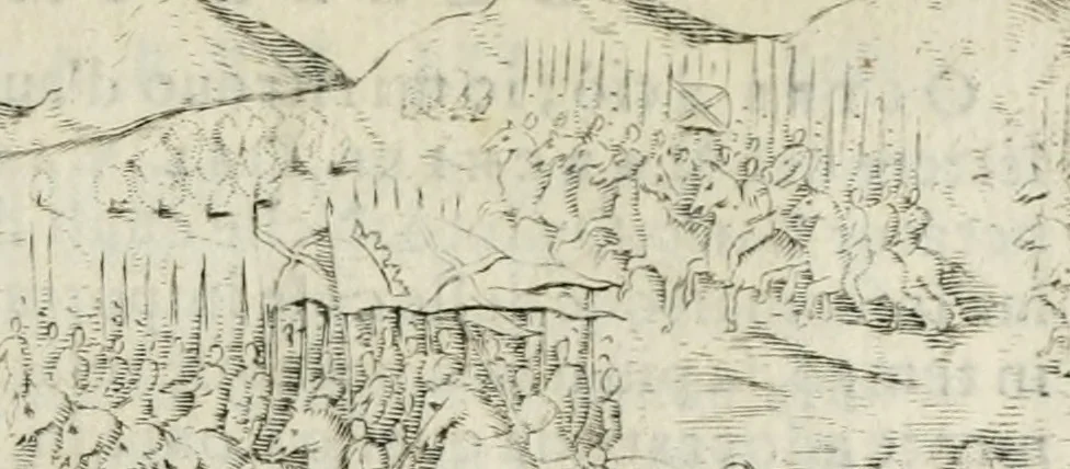 An illustration from Le imprese illustri : con espositioni et discorsi del Sor Ieronimo Ruscelli : al serenissimo et sempre felicissimo re Catolico Filippo D'Austaria : con la giunta di altre imprese tutto riordinato et corretto da Fran.co Patritio, 1572, leaf 282